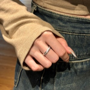 925 Sterling Silver Brushed Finish Pave CZ Stacking Ring 70100526 925 Sterling Silver Brushed Finish Pave CZ Stacking Ring 70100526