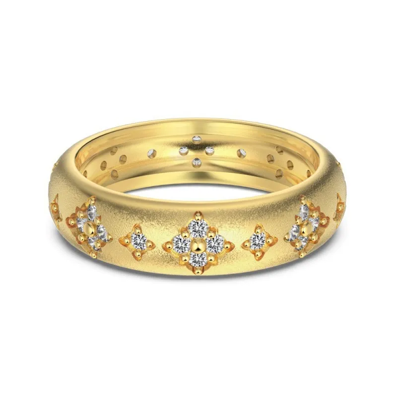 925 Sterling Silver Brushed Finish Pave CZ Stacking Ring 70100526