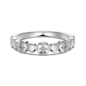 925 Sterling Silver Brushed Pave CZ Crossover Stacking Ring 70100527 925 Sterling Silver Brushed Pave CZ Crossover Stacking Ring 70100527