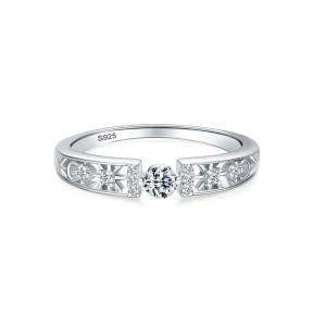 925 Sterling Silver Hollow Solitaire CZ Band Ring 70100529 925 Sterling Silver Hollow Solitaire CZ Band Ring 70100529