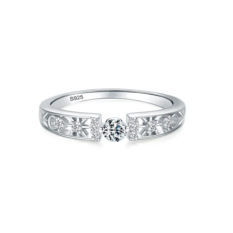 925 Sterling Silver Hollow Solitaire CZ Band Ring 70100529 925 Sterling Silver Hollow Solitaire CZ Band Ring 70100529