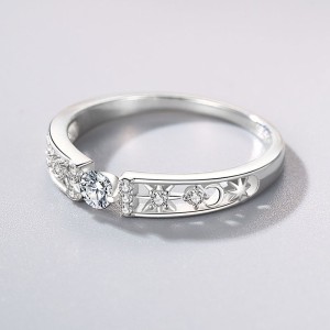 925 Sterling Silver Hollow Solitaire CZ Band Ring 70100529 925 Sterling Silver Hollow Solitaire CZ Band Ring 70100529