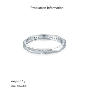 925 Sterling Silver Geometric Faceted Polygon CZ Ring 70100530