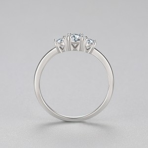 925 Sterling Silver Triple Round Cut Three-Stone CZ Ring 70100531