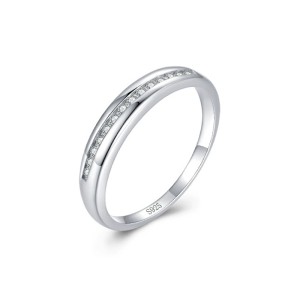 925 Sterling Silver Minimalist Geometric CZ Band Ring 70100532