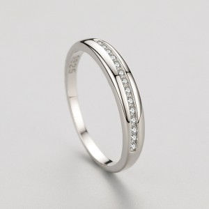 925 Sterling Silver Minimalist Geometric CZ Band Ring 70100532