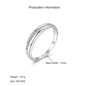 925 Sterling Silver Minimalist Geometric CZ Band Ring 70100532