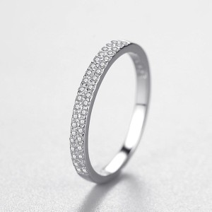 925 Sterling Silver Minimalist Full Pavé CZ Ring 70100533