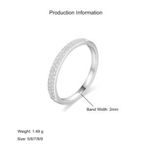 925 Sterling Silver Minimalist Full Pavé CZ Ring 70100533