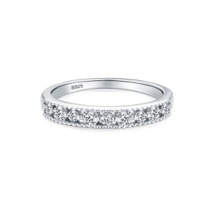925 Sterling Silver Hollow Classic Pavé CZ Band Ring 70100535