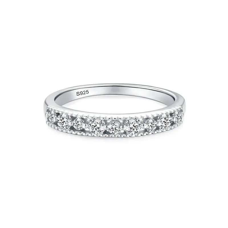 925 Sterling Silver Hollow Classic Pavé CZ Band Ring 70100535