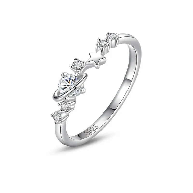 925 Sterling Silver Planet and Star CZ Ring 70100536