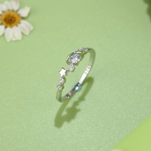 925 Sterling Silver Planet and Star CZ Ring 70100536