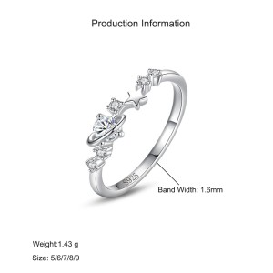 925 Sterling Silver Planet and Star CZ Ring 70100536