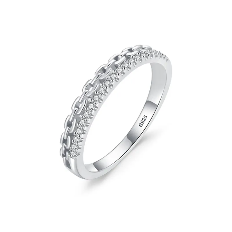 925 Sterling Silver Chain-Inspired CZ Band Ring 70100537