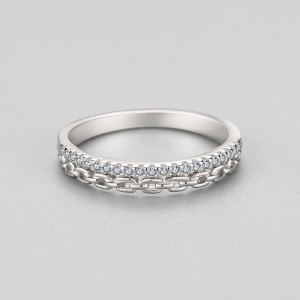 925 Sterling Silver Chain-Inspired CZ Band Ring 70100537