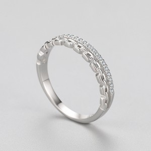 925 Sterling Silver Chain-Inspired CZ Band Ring 70100537
