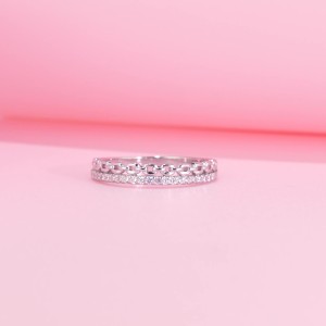 925 Sterling Silver Chain-Inspired CZ Band Ring 70100537