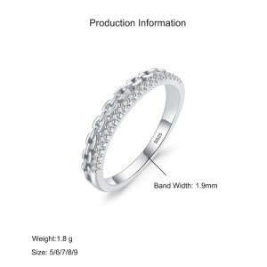 925 Sterling Silver Chain-Inspired CZ Band Ring 70100537
