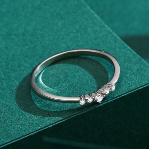 925 Sterling Silver Geometric Micro-Pave CZ Ring 70100541