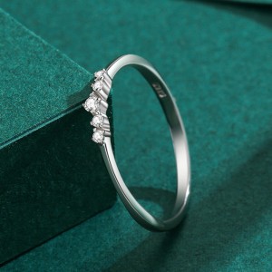925 Sterling Silver Geometric Micro-Pave CZ Ring 70100541