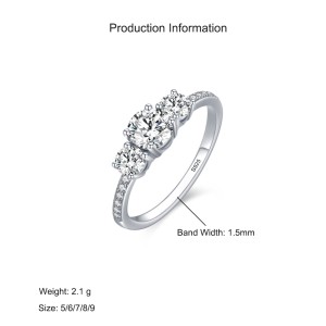 925 Sterling Silver Classic Three-Stone CZ Ring 70100542 925 Sterling Silver Classic Three-Stone CZ Ring 70100542