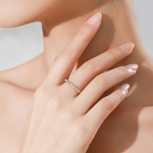 925 Sterling Silver Dopamine Rainbow CZ Ring 70100543