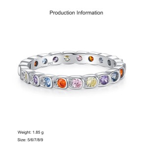 925 Sterling Silver Dopamine Rainbow CZ Ring 70100543