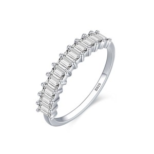 925 Sterling Silver Minimalist Baguette CZ Stacking Ring 70100544