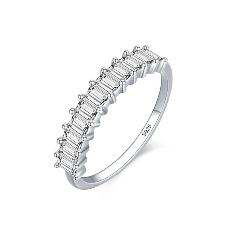 925 Sterling Silver Minimalist Baguette CZ Stacking Ring 70100544