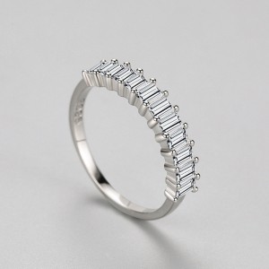 925 Sterling Silver Minimalist Baguette CZ Stacking Ring 70100544