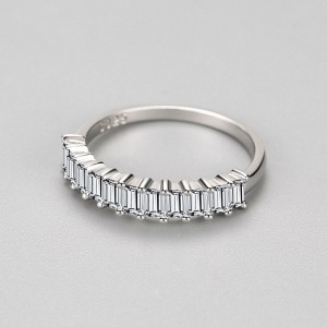 925 Sterling Silver Minimalist Baguette CZ Stacking Ring 70100544