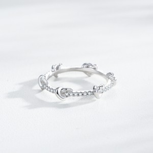 925 Sterling Silver Stacking Love Heart CZ Band Ring 70100545