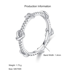 925 Sterling Silver Stacking Love Heart CZ Band Ring 70100545