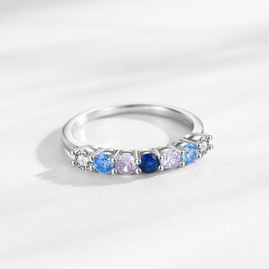 925 Sterling Silver Ocean Blue CZ Stacking Band Ring 70100546
