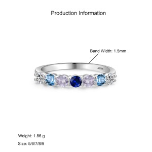 925 Sterling Silver Ocean Blue CZ Stacking Band Ring 70100546