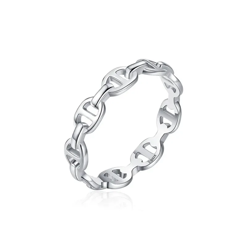 925 Sterling Silver Geometric Chain Ring 70100547