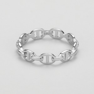 925 Sterling Silver Geometric Chain Ring 70100547