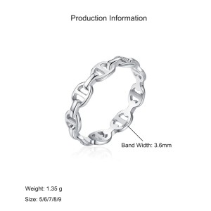 925 Sterling Silver Geometric Chain Ring 70100547