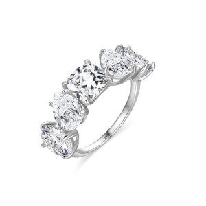 925 Sterling Silver Five-Stone Cushion Cut CZ Band Ring 70100549
