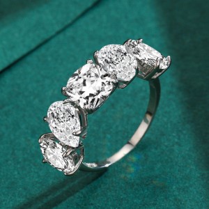 925 Sterling Silver Five-Stone Cushion Cut CZ Band Ring 70100549