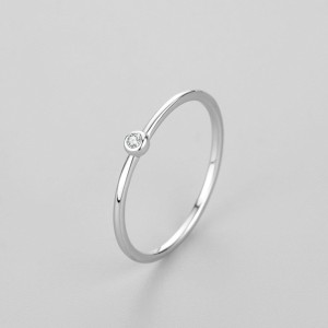 925 Sterling Silver Minimalist Bezel-Set CZ Stackable Ring 70100550