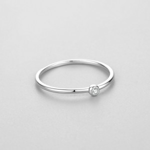 925 Sterling Silver Minimalist Bezel-Set CZ Stackable Ring 70100550