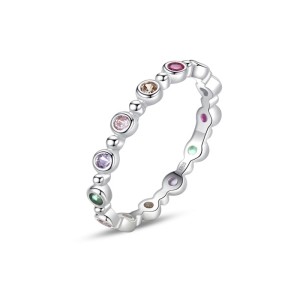 925 Sterling Silver Rainbow CZ Eternity Band Ring 70100551