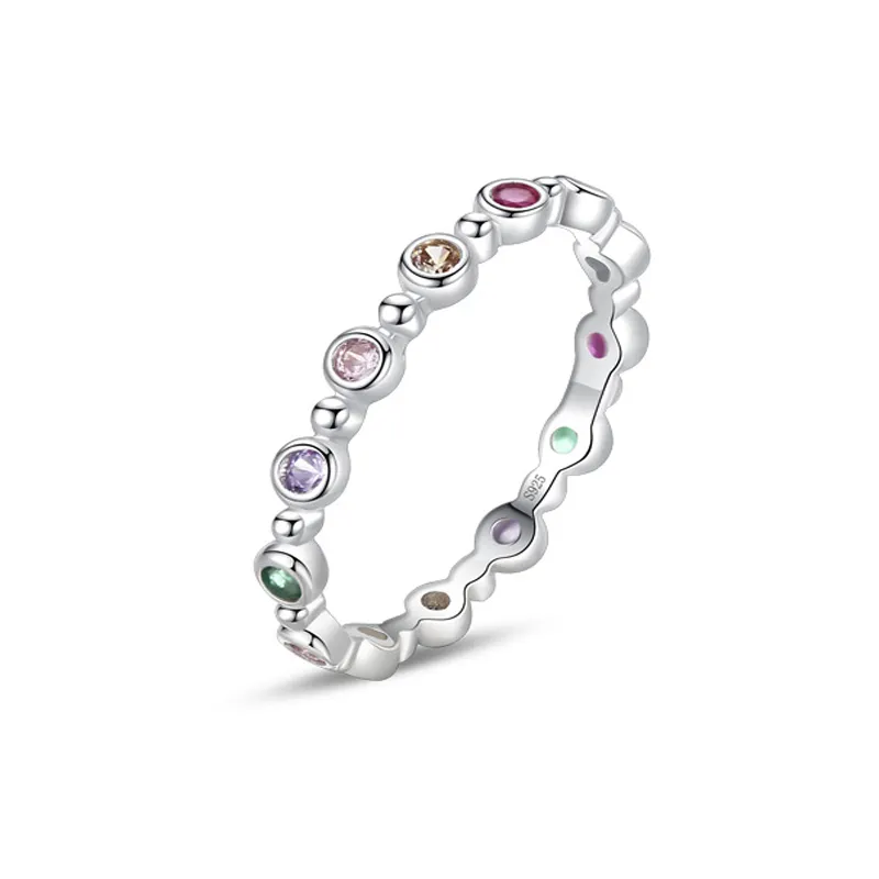 925 Sterling Silver Rainbow CZ Eternity Band Ring 70100551