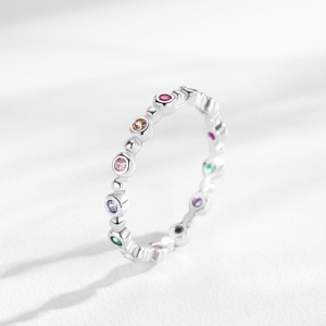 925 Sterling Silver Rainbow CZ Eternity Band Ring 70100551