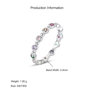 925 Sterling Silver Rainbow CZ Eternity Band Ring 70100551