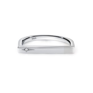 925 Sterling Silver Star Zircon Bar Ring 70100553