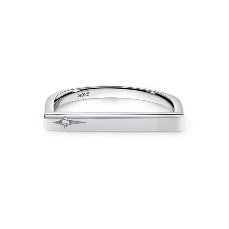 925 Sterling Silver Star Zircon Bar Ring 70100553