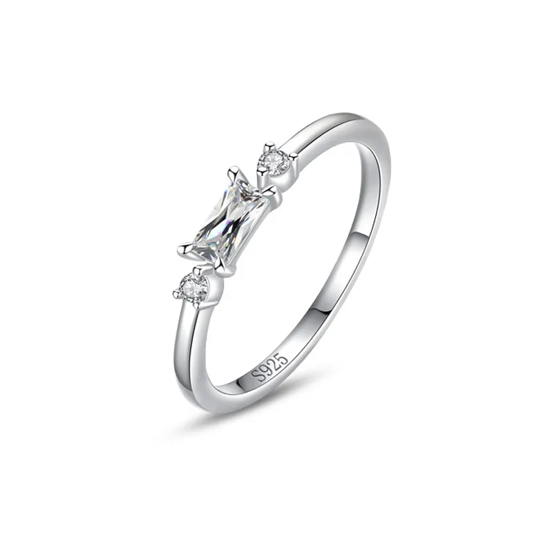 925 Sterling Silver Baguette-Cut CZ Ring 70100554